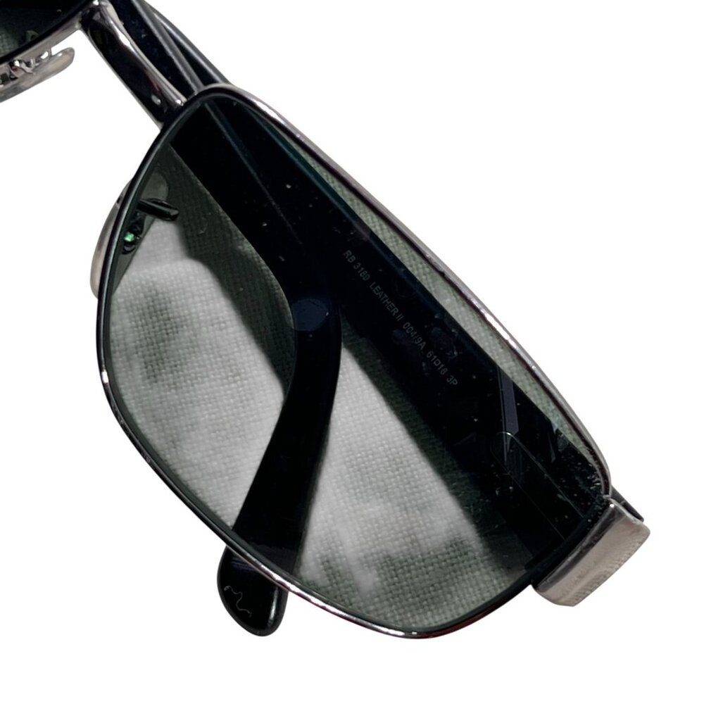 Vtg Ray Ban RB3189 Leather II 004/9A Polarized Sunglasses Metal Wrap Italy Black - Picture 8 of 13
